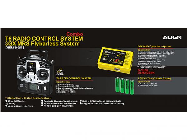 Align T6 Radio Control System Combo with 3GX MRS