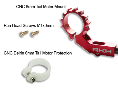 RKH mSR/mCPX CNC 6mm Tail Motor Mount (Red)