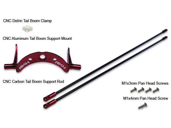 RKH mCPX CNC Tail Boom Support (Black-Red)