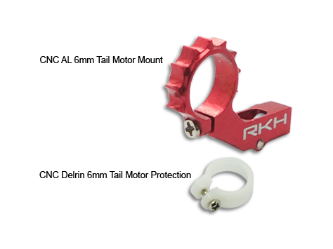 RKH Nano CPX CNC AL 6mm Tail Motor Mount Set (Red)