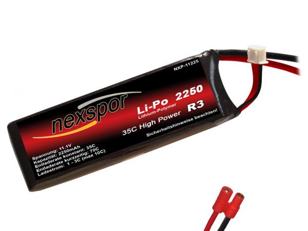 Nexspor R3 Li-Po Battery 11,1V 2250mAh 35C mit 3,5mm red St # NXP-11225-35R 
