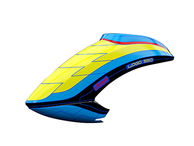 Mikado LOGO 550 Haube neon-gelb/blau/schwarz