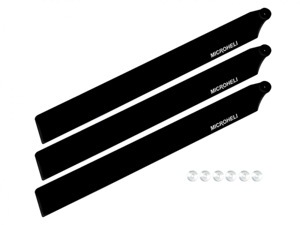 Microheli Carbon Kunststoff 3 Blatt Rotorblattsatz schwarz (für MH-M2EX001T Rotorköpfe)