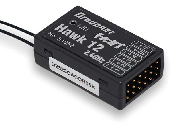 Graupner Hawk 12 HoTT receiver with 3-axis gyro and Vario (6-channel)