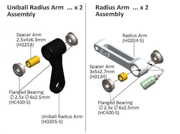 Goblin 500/570 SAB Aluminum Radius Arm HPS H0204-S